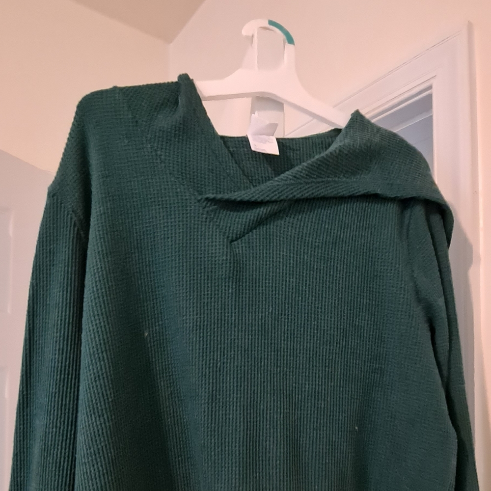 Dark Green thermal hooded shirt